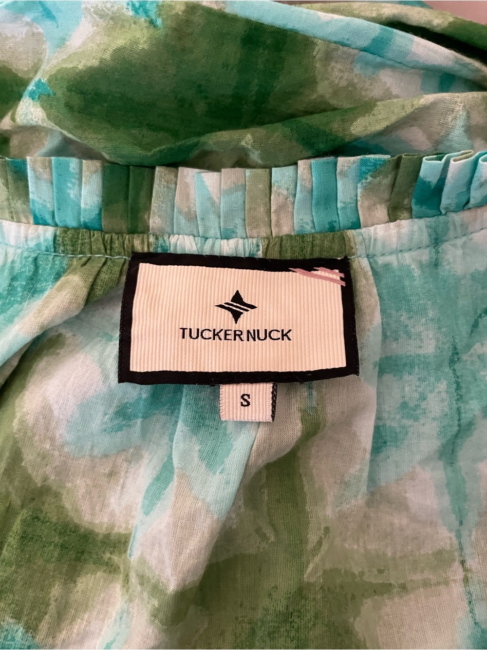 Tuckernuck Seafoam Medallion Salty Paloma Caftan Tie-Dye Tiered Maxi Dress Small - Picture 11 of 12
